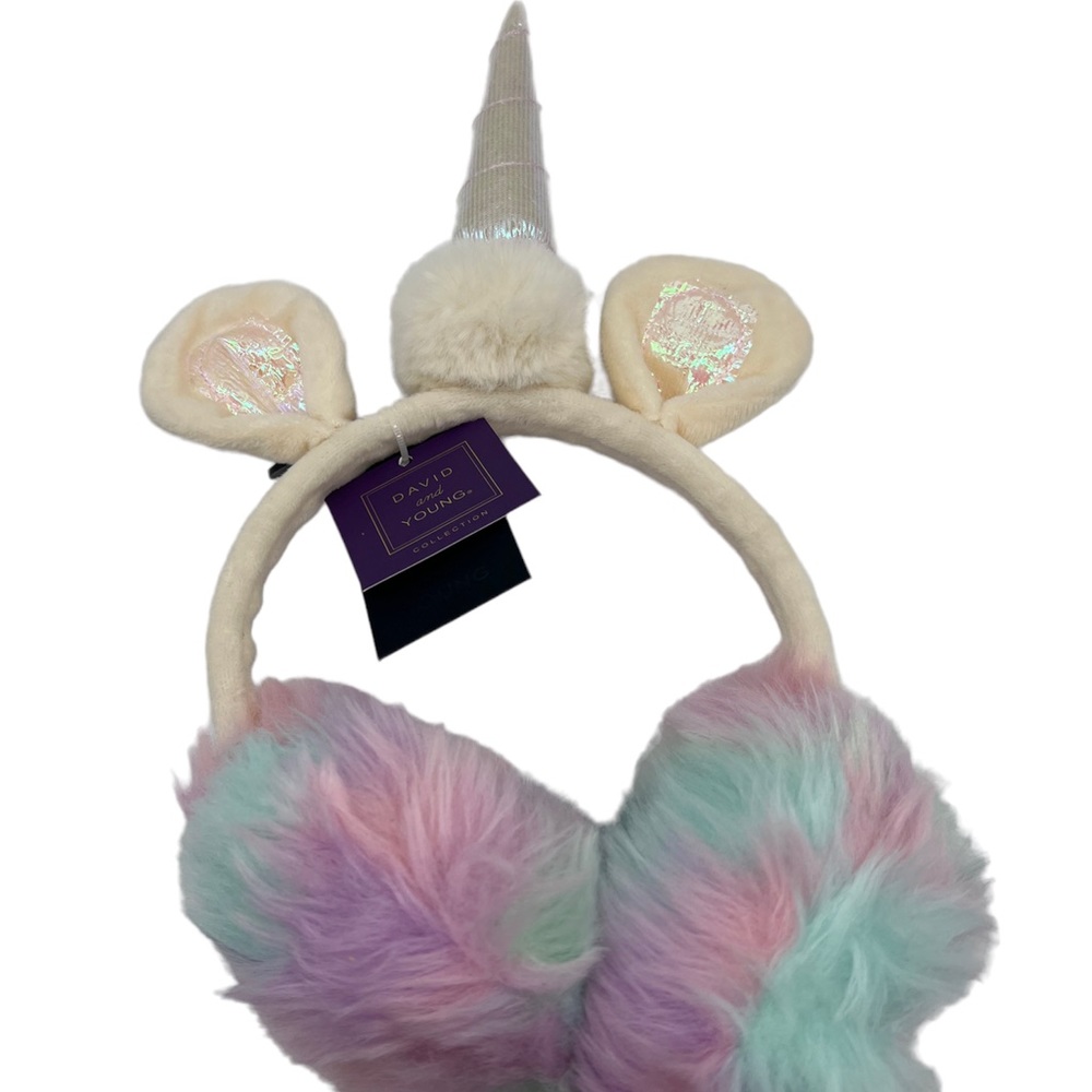 David & Young Unicorn Faux Fur Pink Cotton Candy Ear Muffs